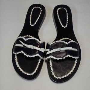 COLE HAAN Slide Sandal w/ Bow In Black and White